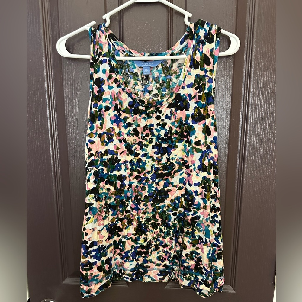 Simply Vera Vera Wang scoop neck tank Size XL multi colored print
